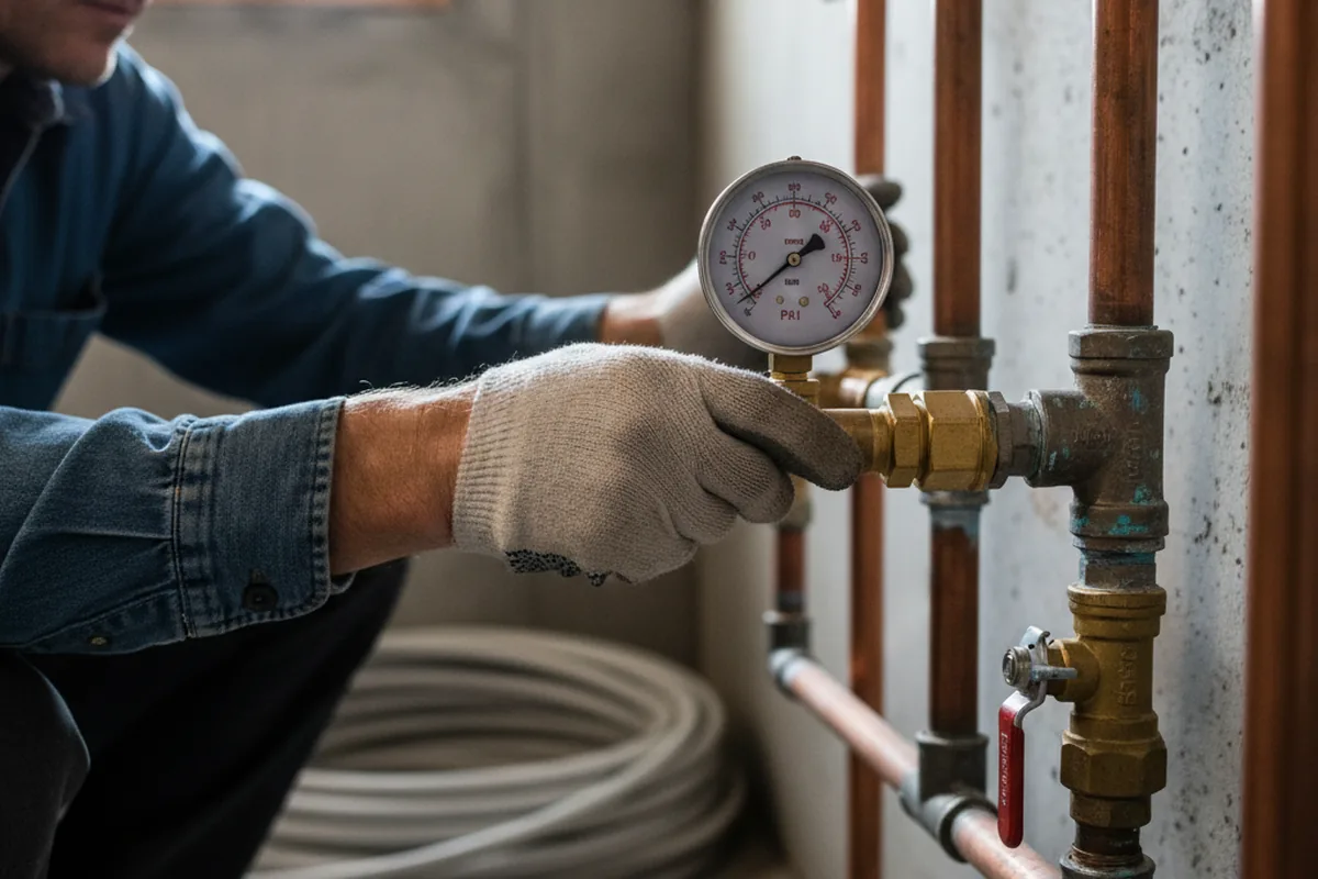 Pressure testing a repaired line during Water Line Repair in Thornwood
